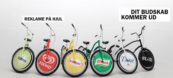 Cykler med logo reklame og tryk til firmacykler og reklamecykler